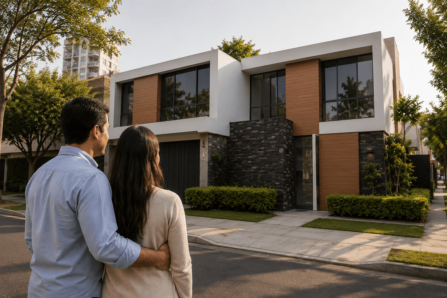Pareja observando su vivienda — proyecto de Ingeniocasa