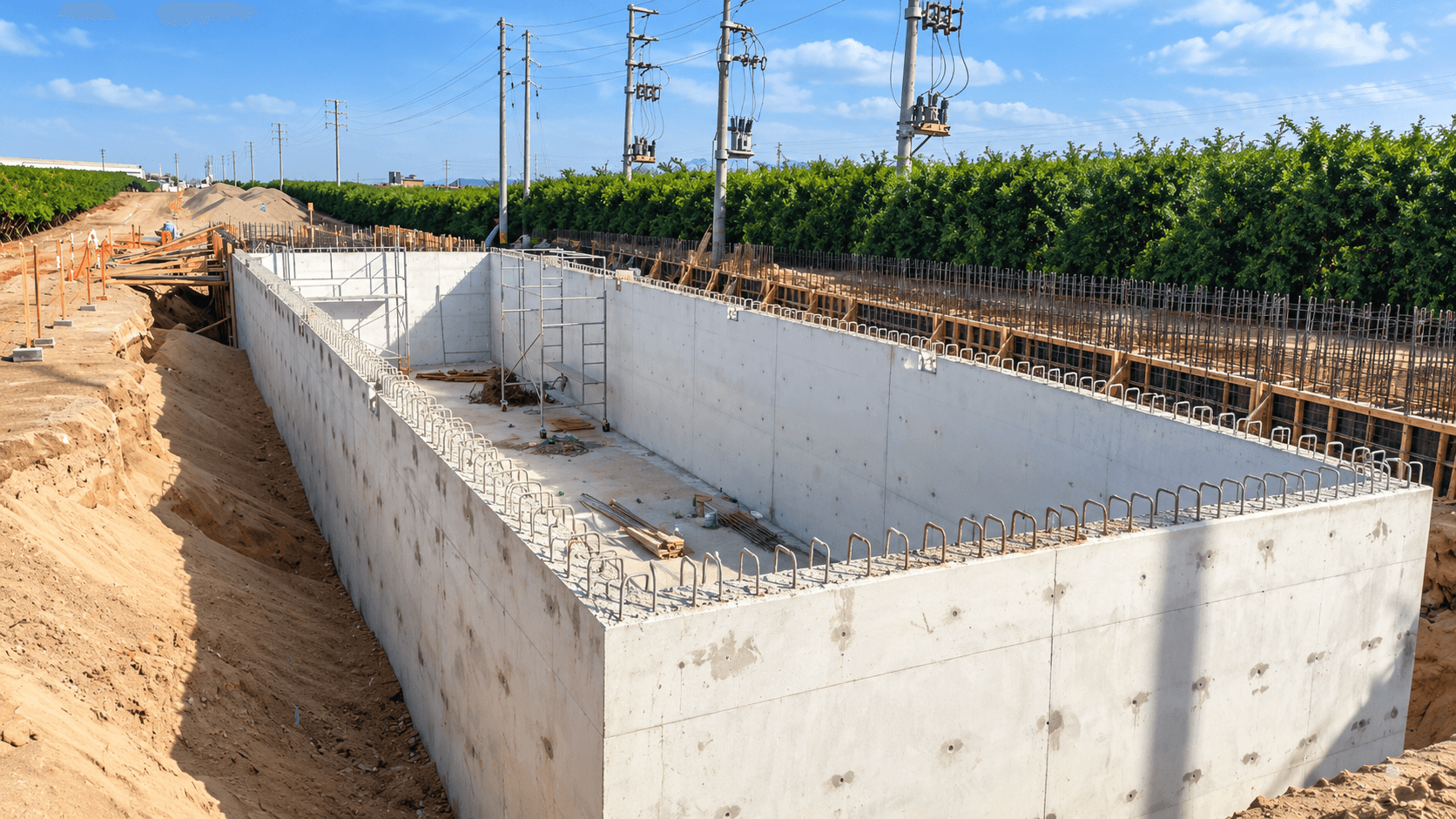 Avance estructural de planta de tratamiento de aguas residuales en Ica